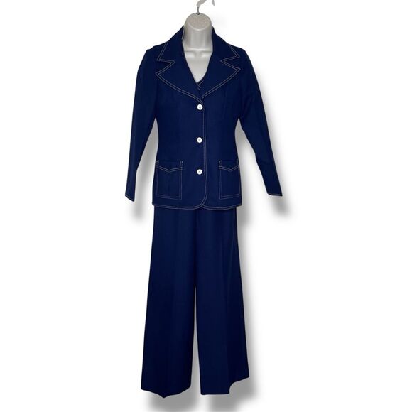 Vintage 70s Jerell of Texas Blue Sleeveless Jumpsuit Jacket Women Size 7 Western - Picture 5 of 16